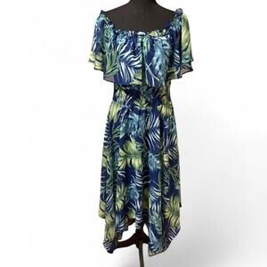 Rabbit Rabbit Rabbit Designs tropical print off the shoulder dress Size large